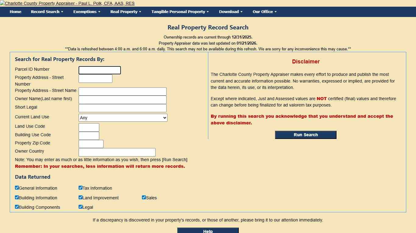 Charlotte County Property Appraiser - Real Property Search